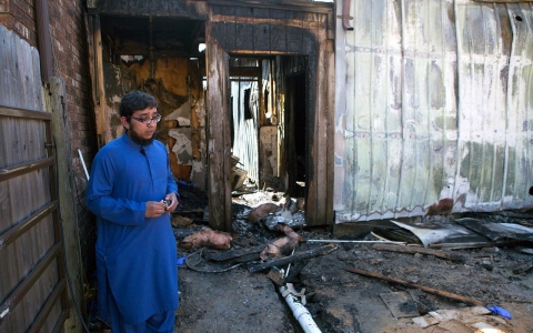 Quba mosque, burned mosque