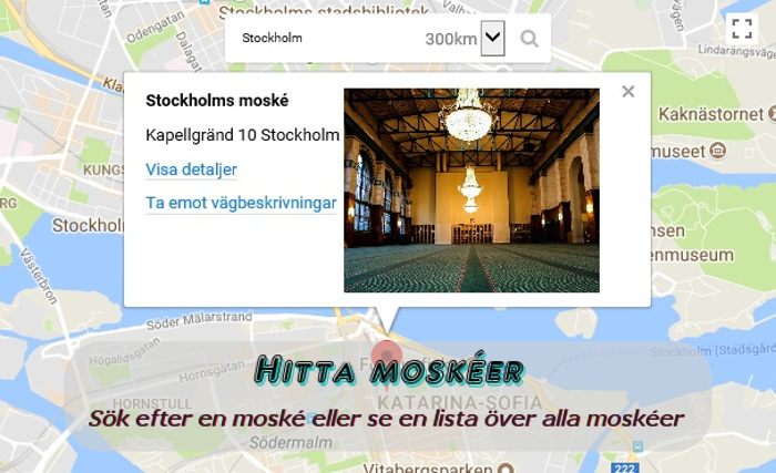 Hitta moskéer